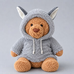 Large Bartholomew Bear & 16" Plush Clothes Outfit - Gray Wolf Sweatshirt